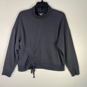 Knox Rose Ruched Side Tie Mock Neck Sweatshirt Womens medium dark Gray